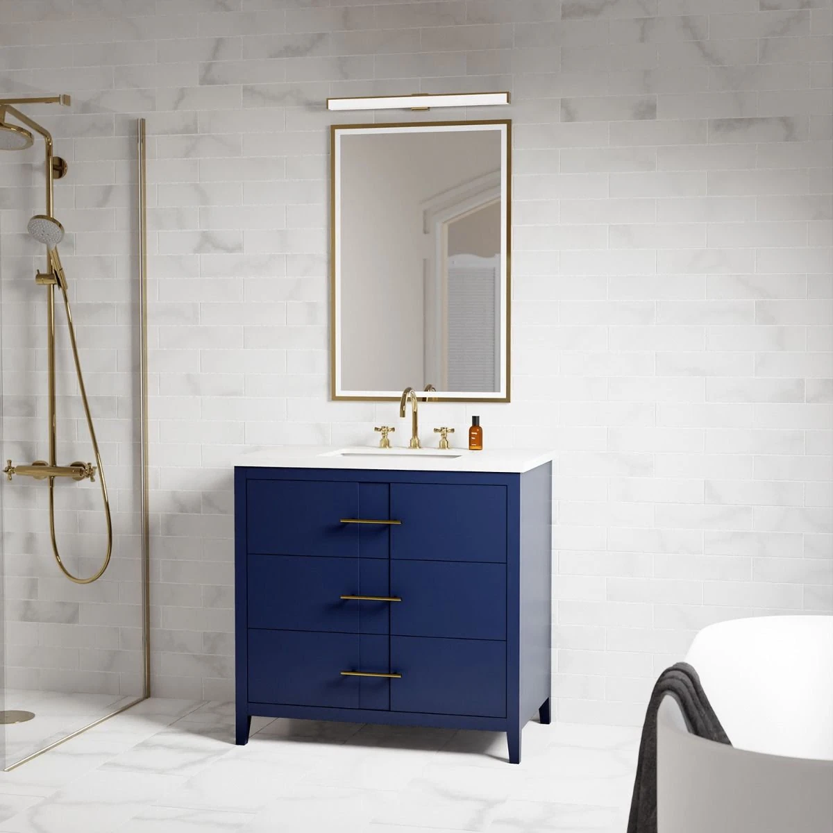 Navy Blue Solid Wood Vanity Navy Blue Solid Wood Vanity