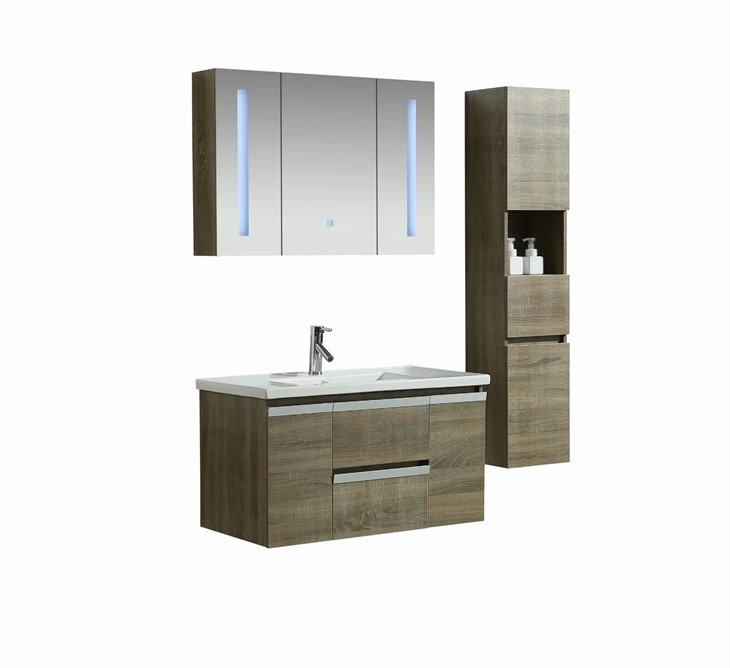 Modern American Wall - Mounted Melamine Mirror Cabinet With Side Cabinet