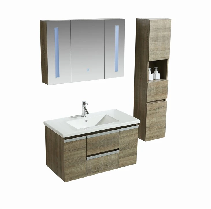 Modern American Wall - Mounted Melamine Mirror Cabinet With Side Cabinet