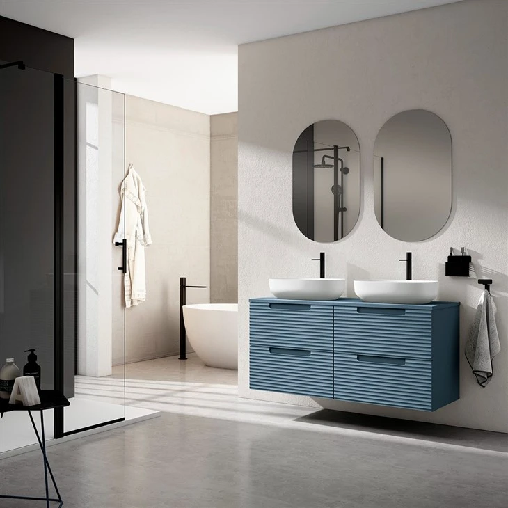 Grooved Bathroom Cabinet Laminated Film four drawers