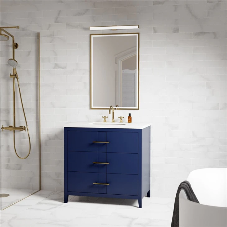 Navy Blue Solid Wood Vanity