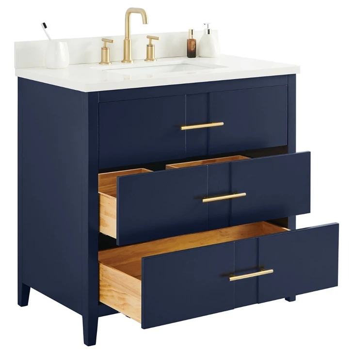 Navy Blue Solid Wood Vanity drawers