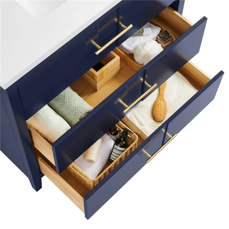 Navy Blue Solid Wood Vanity drawer